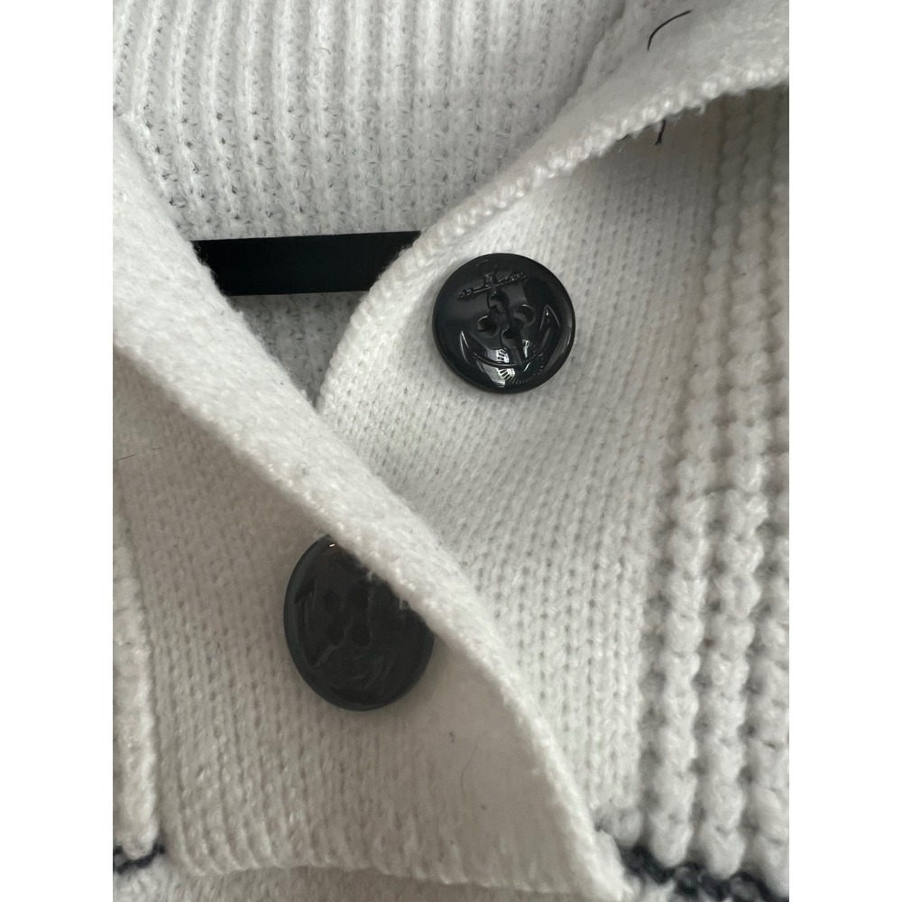 NWOT Commense Women's Striped Knit Sweater‎ Button Up Collar White Black Size S - Picture 2 of 5